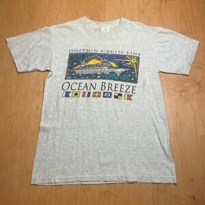 Vintage Dolphin Cruise Ocean Breeze Medium Solid Gray Short Sleeve T-Shirt